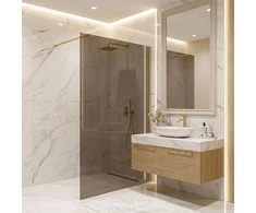 Walk-In dušo sienelė Rea Flexi, Brown / Brushed Gold, 140 cm