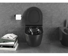 WC Komplektas Mexen 5in1 Fenix Slim su klozetu Lena Rimless Slim Duroplast+, Juodas Matt