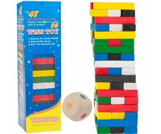 Žaidimas bokštas Jenga, mažas, spalvotas, medinis
