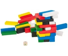 Žaidimas bokštas Jenga, mažas, spalvotas, medinis