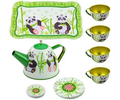 Žaislinis metalinis arbatos servizas Panda, žalias, 14 d.