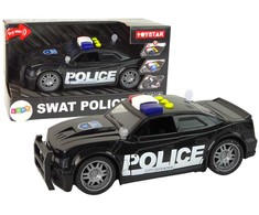 Žaislinis policijos automobilis su garsais ir šviesom, juodas