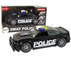 Žaislinis policijos automobilis su garsais ir šviesom, juodas