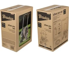 Žarnos vežimėlis su žarna ir priedais Bradas Baltas LINE Sidabrinis PRO SET, 1/2 30m