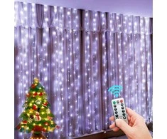 300 LED girlianda užuolaida 3x3 su pulteliu ir tvirtinimo kabliukais - šaltos spalvos