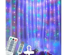 300 LED girlianda užuolaida 3x3 su pulteliu ir tvirtinimo kabliukais - multicolor