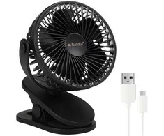 Belaidis ventiliatorius 360° 1200mAh USB -C Juodas