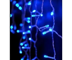 Blue Kalėdinė girlianda - varvekliai 12 m, ŠALTAI BALTA. 300 LED su Mėlynas FLASH funkcija