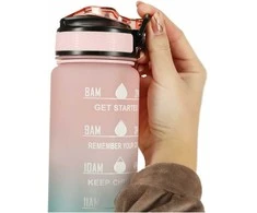 Ikonka Gertuvė su šiaudeliu ir laiko gradacija, 1000 ml, rožinė su mėlyna