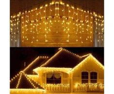 Kalėdinė girlianda - varvekliai 12 m, ŠILTAI BALTA. 300LED