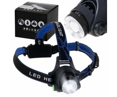 LED galvos žibintuvėlis su įkraunamomis baterijomis