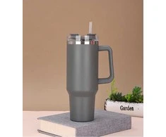 Termo gertuvė puodelis 1200ml su daugkartiniu šiaudeliu, pilka