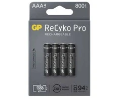 GP Baterija GP Baterija (AAA) Įkraunama RECYKO+ Pro NIMH R03, GPRHCH83B205, (4 baterijos / lizdinė plokštelė), 800 mAh