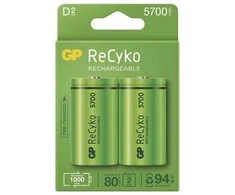 Įkraunami elementai GP RECYKO D, 5700 mAh, 2 vnt.