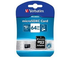 Verbatim Karta pamięci Micro Secure Digital Card Premium, 64GB, micro SDXC, 44084, UHS-I U1 (Class 10), su adapterm