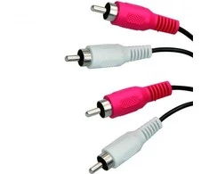 Audio Kabelis 2x CINCH M - 2x CINCH M, 1.5m, juoda, Logo