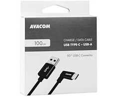 AVACOM DUOMENŲ IR ĮKROVIMO USB KABELAS - USB TYPE-C, 100cm, 90° JUNGTIS, Juodas