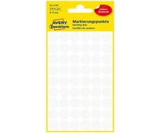 Lipdukai Avery Zweckform, apvalūs, Ø12mm, 270vnt pakuotėje, baltos spalvos