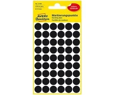 Lipdukai Avery Zweckform, apvalūs, Ø12mm, 270vnt pakuotėje, juodos spalvos