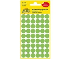 Lipdukai Avery Zweckform, apvalūs, Ø12mm, 270vnt pakuotėje, žalios neoninės spalvos
