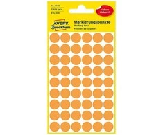 Lipdukai Avery Zweckform, apvalūs, Ø12mm, 270vnt pakuotėje, oranžinės spalvos
