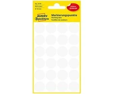 Lipdukai Avery Zweckform, apvalūs, Ø18mm 96vnt pakuotėje, baltos spalvos
