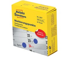 Avery Zweckform Kółka do zaznaczania w dyspenserze , 250 vnt./rolka, O19 mm, mėlyna, Mėlynas