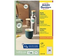 Avery Lipnios etiketės Zweckform L3415, 40mm , A4, apvalios, 100 lapų, baltos spalvos