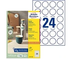 Avery Lipnios etiketės Zweckform L3415, 40mm, A4, apvalios, 100 lapų, baltos spalvos