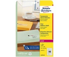 Skaidrios lipnios etiketės Avery Zweckform, A4, 45,7x25,4mm, 40 etikečių lape, 25 lapai