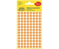 Lipdukai AVERY, apvalūs, Ø8mm, 416vnt, oranžinė