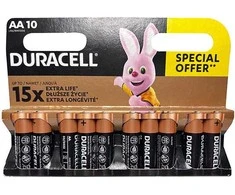Duracell BASIC vienkartinės šarminės AA baterijos, 10 vnt. pakuotė