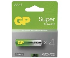 GP Super vienkartinės šarminės AA baterijos, 4 vnt. pakuotė