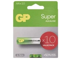 GP Super vienkartinės šarminės AA baterijos, 10 vnt. pakuotė