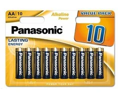 „Panasonic“ vienkartinės šarminės AA baterijos, 10 vnt. pakuotė