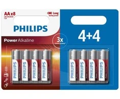 PHILIPS vienkartinės šarminės AA baterijos, 8 vnt. pakuotė