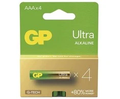 GP Ultra vienkartinės šarminės AAA baterijos, 4 vnt. pakuotėje