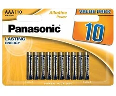 „Panasonic“ vienkartinės šarminės AAA baterijos, 10 vnt. pakuotė