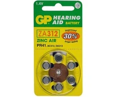 GP vienkartinės cinko-oro ZA baterijos, 6 vnt. pakuotė
