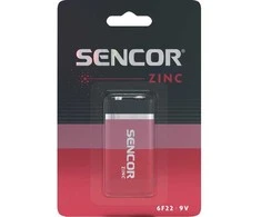 „Sencor“ vienkartinės cinko anglies baterijos 9 V, 1 vnt. pakuotė, EOL
