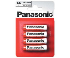 „Panasonic“ vienkartinės cinko anglies AA baterijos, 4 vnt. pakuotėje