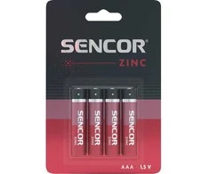 Sencor vienkartinės cinko anglies AAA baterijos, 4 vnt. pakuotėje