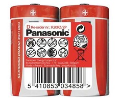 „Panasonic“ vienkartinės cinko anglies D baterijos, 2 vnt. pakuotėje