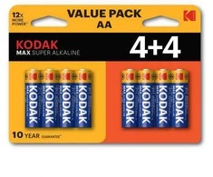 Kodak MAX SUPER Jednorazowa alkaliczna baterie AA, 8-pack