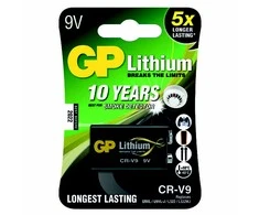 GP vienkartinės ličio baterijos 9 V, 1 vnt. pakuotė
