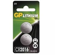 GP vienkartinės ličio CR2016 baterijos, 2 vnt. pakuotėje