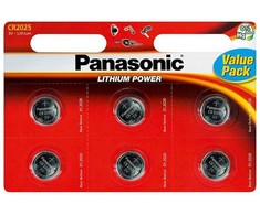 Bateria litowa, guzikowa, CR2025, 3V, Panasonic, lizdinė plokštelė, 6 pakuotės