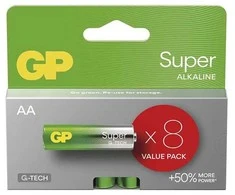 GP Super vienkartinės šarminės AA baterijos, 8 vnt. pakuotė