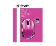 Verbatim Go Nano 49043 Bevielė pelė, rožinė, 1600DPI