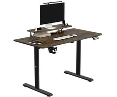 ULTRADESK HIGHLANDER BROWN Biurko su elektryczną regulacją aukščio su laikikliu ausinės i kable 120X60 cm, ruda